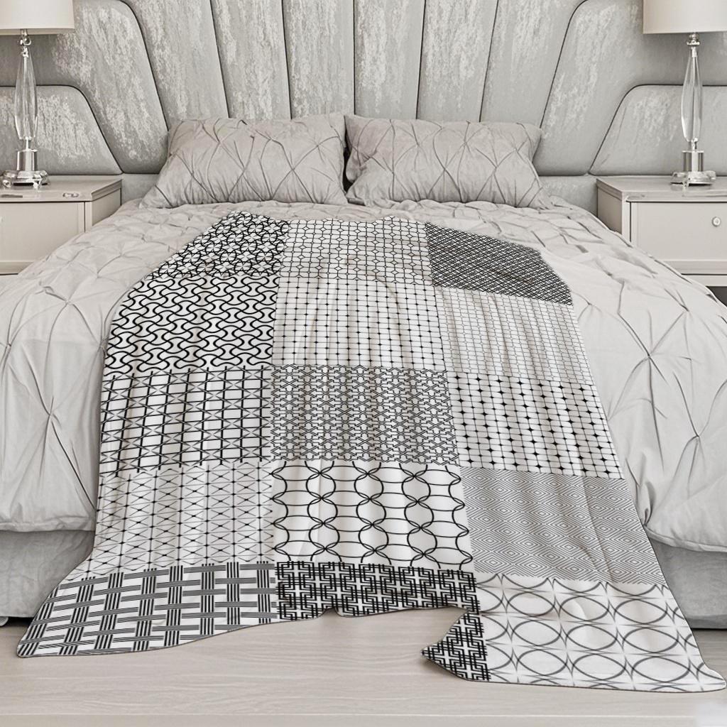 Geometric Pattern Blanket Microfiber Flannel Cover Blanket Bedroom Living Room Sofa Soft And Comfortable Home Decoration
