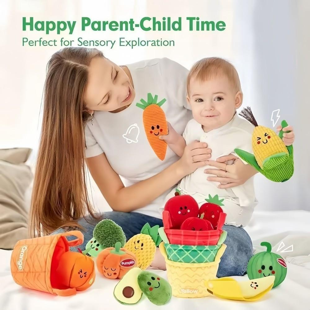 Ensemble de jouets en peluche sensoriels doux pour bébé Son froissé Jouets éducatifs Jouets de simulation Montessori Jeu d'association et de ramassage Apprentissage pour bébé