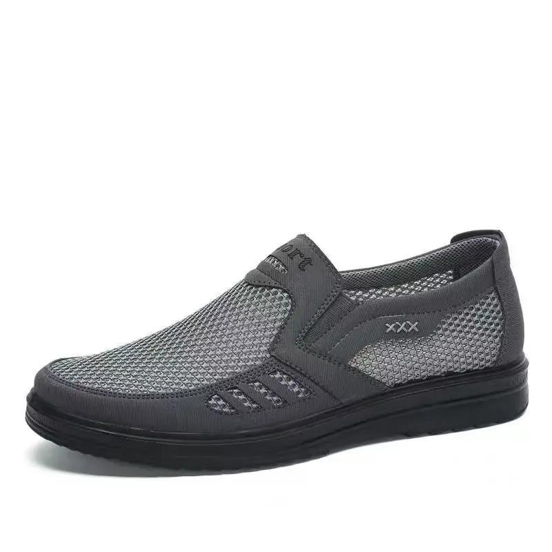 2024 Spring Men Mesh Shoes Tenis Breathable Soft Bottom Casual Shoes Lightweight Non-Slip Black Work Shoes Sneakers for Man