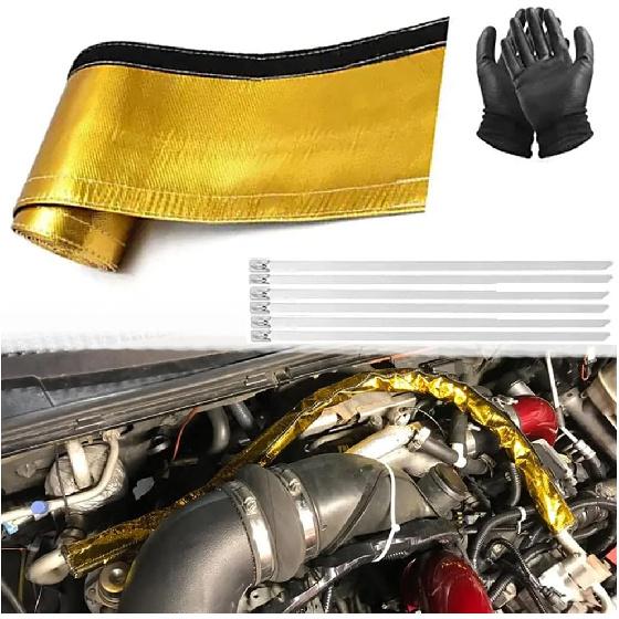 Aluminized Heat Shroud Sleeving Heat Shield Fuel line Wire Protection Silver Hose Heat wrap with 10 Pcs Metal Zip Ties (Silver 3/4''I.D. x 3FT)