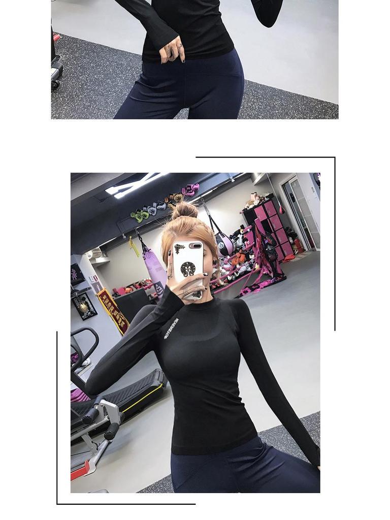 Dámský rychleschnoucí zeštíhlující fitness top s dlouhým rukávem na podzim/zimu