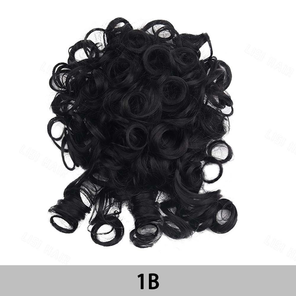 

MISS WIG Synthetic Messy Bun Short Curly Ponytail Extension Elastic Drawstring Loose Big Curly Hair Pieces For Women Daily Wear 25cm