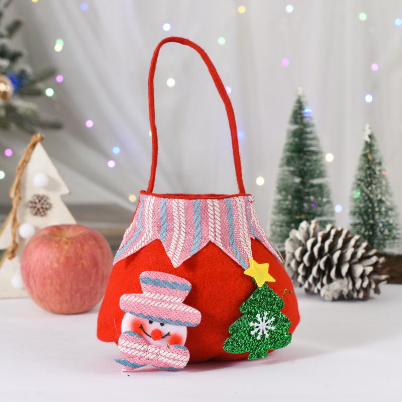 Christmas Creative English Apple Bag Cartoon Old Man Snowman Children's Gift Candy Bag Flannel Red Handbag