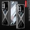 Electroplated Leather Phone Case for Samsung Galaxy Z Fold 7 6 5 4 3 Fold7 Fold6 Fold5 Fold4 5G Hard Shell Protective Film Cover