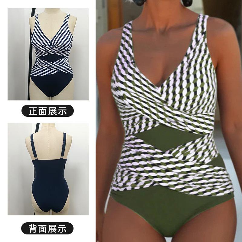 Women's Swimsuit Sleeveless Summer Casual Striped One-piece Sexy European and American Swimsuit