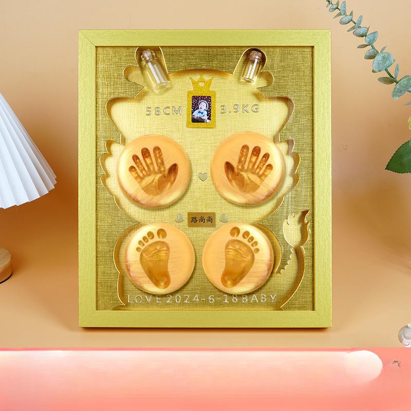 Year of The Dragon Baby Hand and Foot Ink Souvenir Photo Frame Full Moon Ink Ink 100 Days Hand and Foot Ink One-year Gift