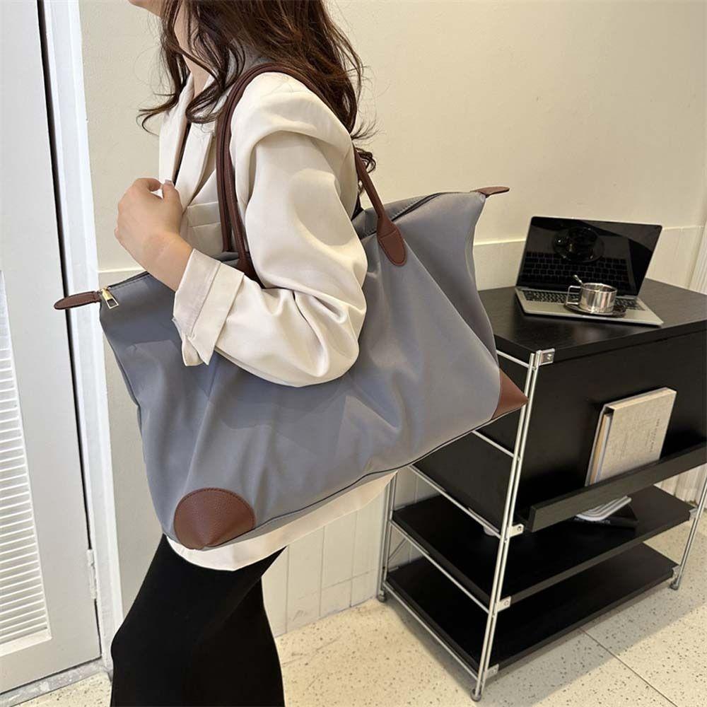 Solid Color Oxford Tote Bag Waterproof Simple Underarm Bag Fashion Nylon Shoulder Bag  Streetwear