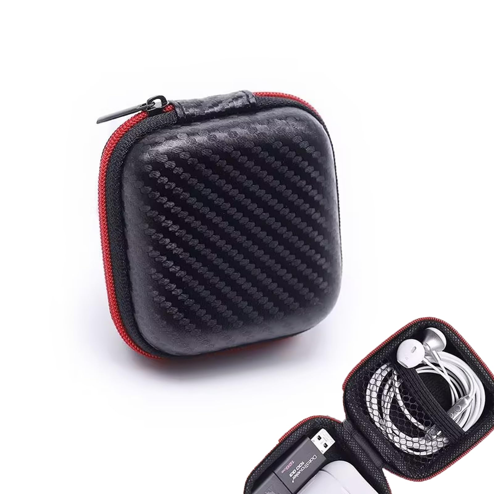

FsGrg Condom Case 7cm x 7cm x 3cm Square Compact Size Small storage pouch for eye USB and personal seals with (1 piece Red/Black) NO.128 drops, чорний
