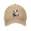 Tropical Palm Tree City Skyline Beach Sunset Panel Art Washed Baseball Cap Outdoor For Womens Unisex FeUnisex