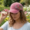 Vintage Flower Embroidery Baseball Cap Washed Cotton Adjustable Floral Cap Baseball Hats For Man Women
