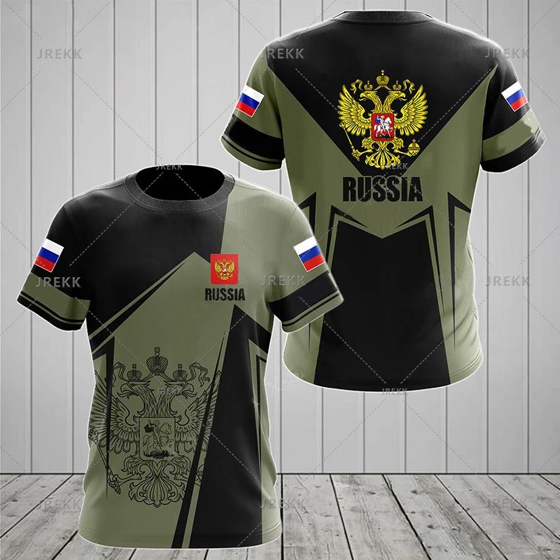 Russia Men's T Shirt Casual Loose Round Neck Russian Flag Short-sleeved Tops Tees Men's Clothing Streetwear Oversized T-shirts