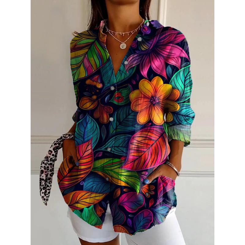 3D Abstract Pattern Women's Long Shirt with Drop Shoulder Sleeves