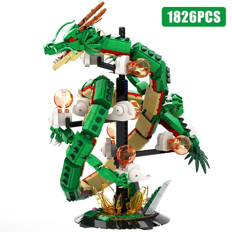 MOC Creative 1826Pcs Divine Dragon Japanese Anime Figures Building Blocks Ideas Dargon Character Ball Bricks Collection Toy Gift