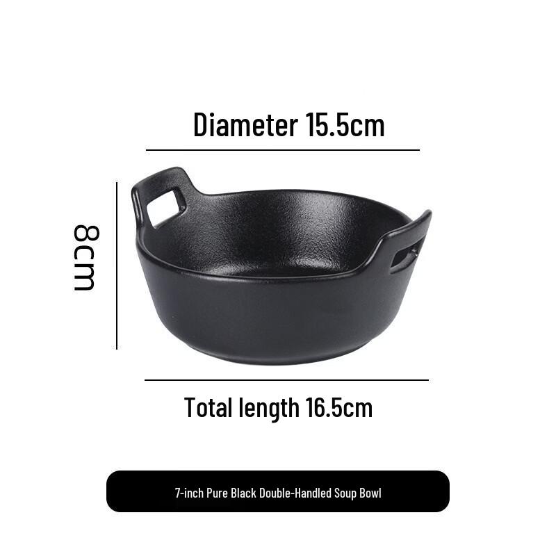 ZISIZ Matte Anti-Scald Double-Handle Soup Bowl
