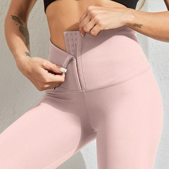 Leggings de Yoga Térmicos de Cintura Alta para Mujer con Moldeador de Cintura de Doble Botonadura y Elevación de Glúteos