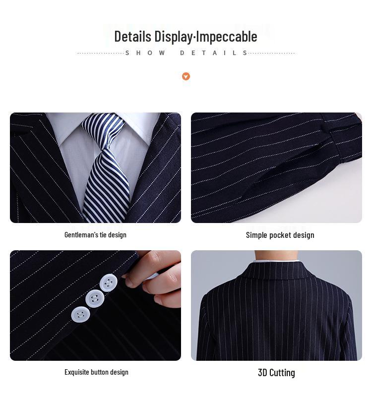 Dziecięcy Zestaw Pasiasty Garnitur Koreański Plus Size dla Chłopców - Strój Ślubny i Występny Flower Boy