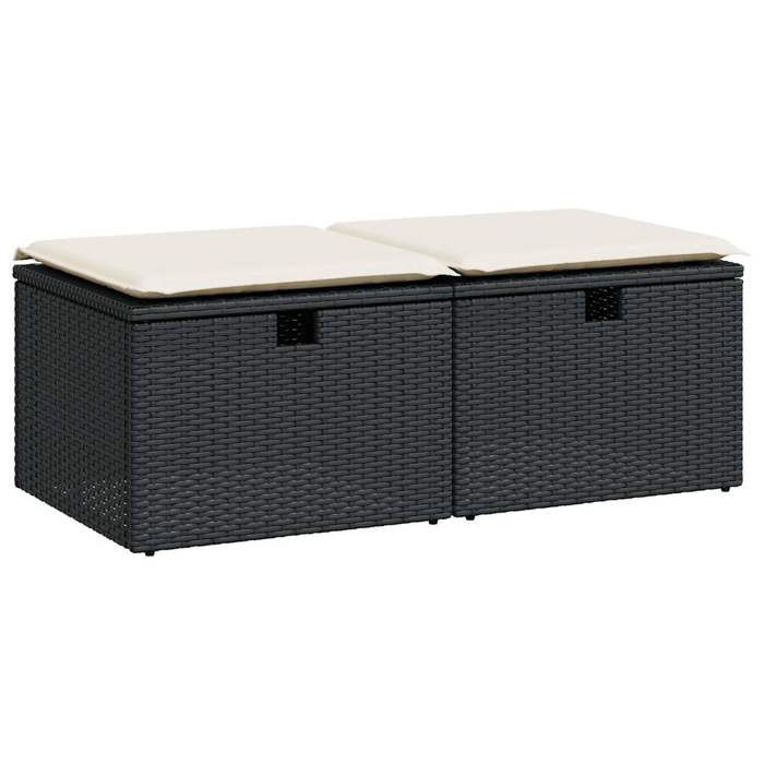 VidaXL Salon de jardin avec coussins 2 pcs noir résine tressée acacia 3328669