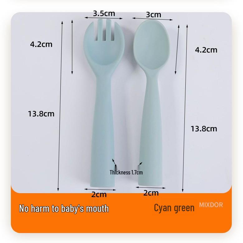 Baby Feeding Training Spoon - Silicone Long Handle for Infant Eating