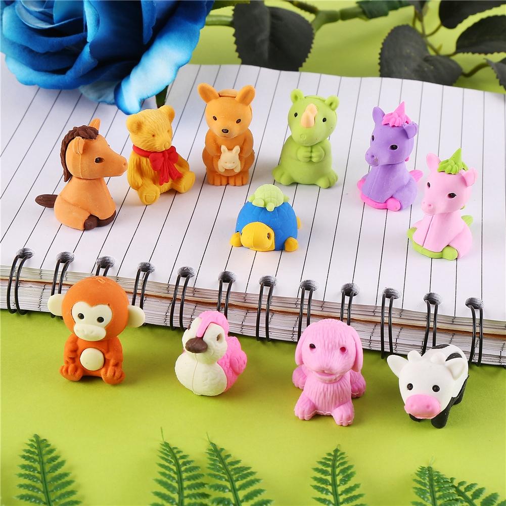 30PCS Mini Animals Erasers Set for Boys Girls Gift Educational Toys