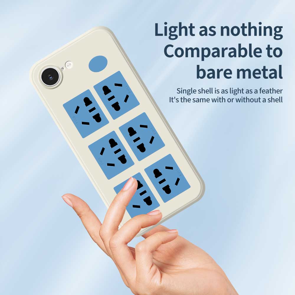 For iPhone 16e Case Socket Pattern Printing Straight Edge TPU Phone Back Cover