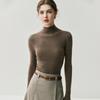 Women's High Neck Slim Fit Ribbed Knit Top - Imitation Wool, Figure-Flattering, Versatile, Classic