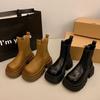 Women S Pu Ankle Boots Round Toe Chunky Heel Casual Martin Boots