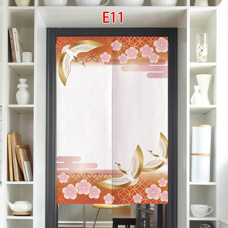 Cortina de Porta Estilo Japonês Algodão Linho Flor de Cerejeira Cortina Entrada da Cozinha Restaurante Decoração Noren Divisória Meia-cortina
