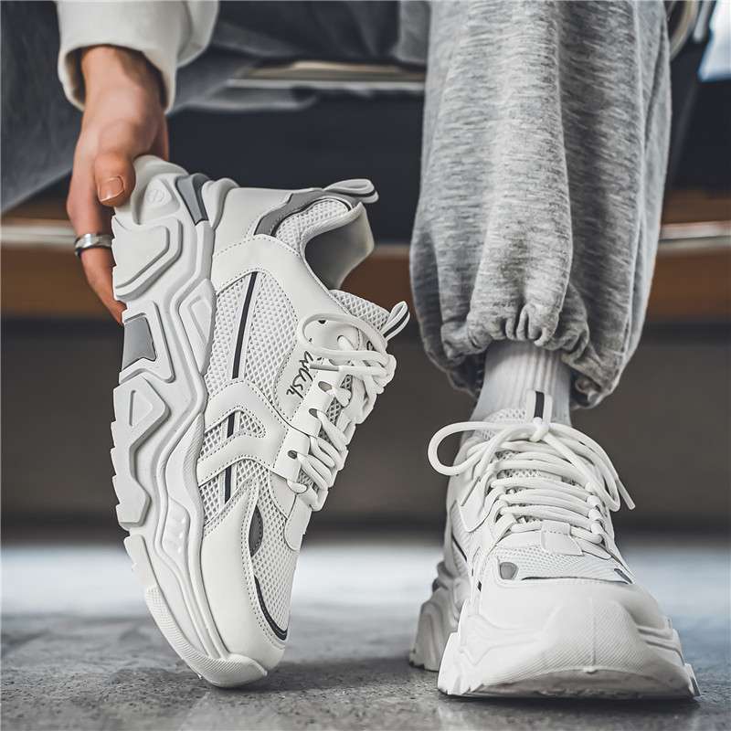 Men's shoes summer breathable 2025 new youth platform casual dad shoes men's versatile mesh sports trendy shoes