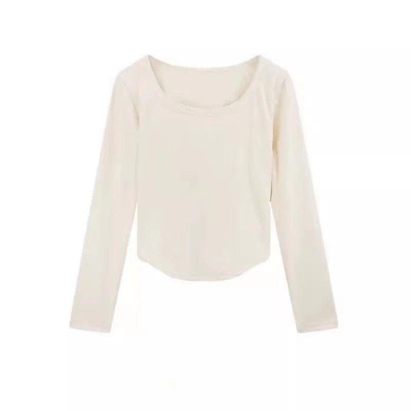 Women's Autumn Square Neck Long Sleeve Slim Fit T-shirt