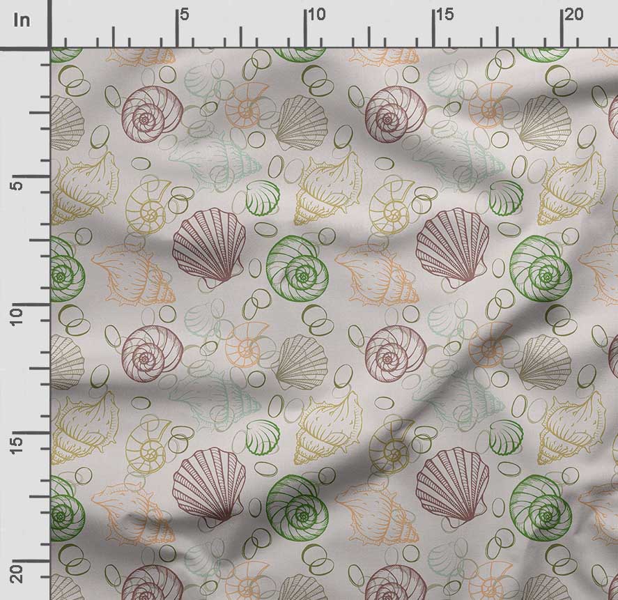 Soimoi Sea Shell Print, Cotton Cambric, Quilting Fabric prodávaná společností The Yard 42 Inch Wide, Medium Weight Cotton Fabric,