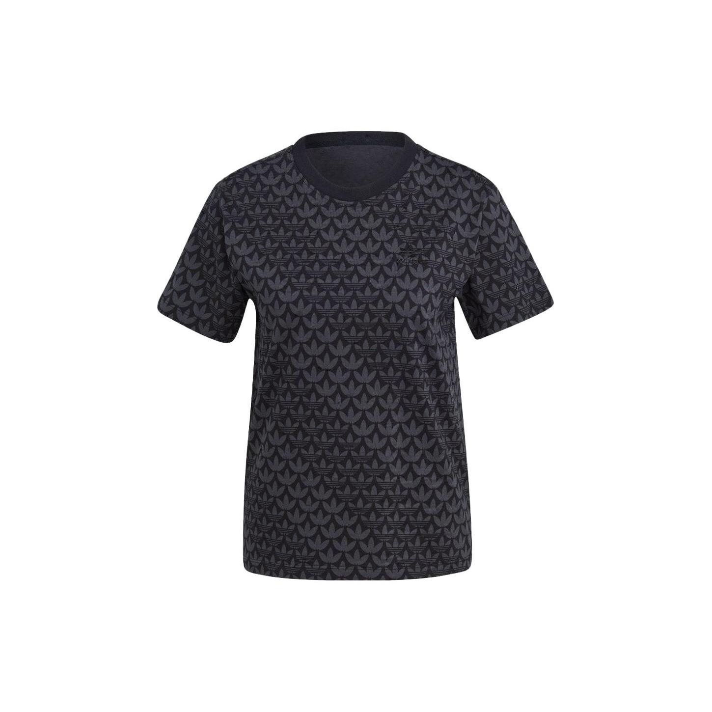 (WMNS) adidas Trefoil Monogram Tee Asia Sizing  Black  Women s II3180 S