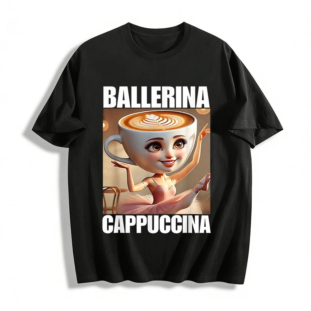 Cute Ballerina Cappuccino Graphic Casual T-Shirt Pure cotton T-shirt XXS
