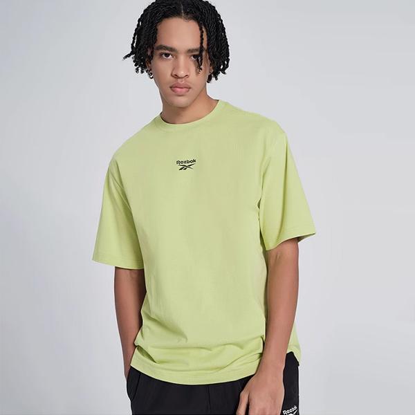 Reebok Logo Print Crew Neck Short Sleeve T-Shirt Unisex Tops Green 24SRM407UG01