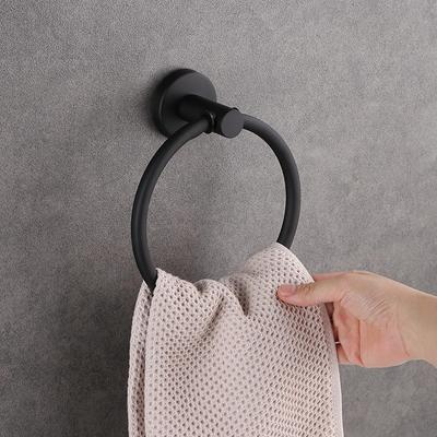 Runder Handtuchhalter aus schwarzem Edelstahl, Wandmontage