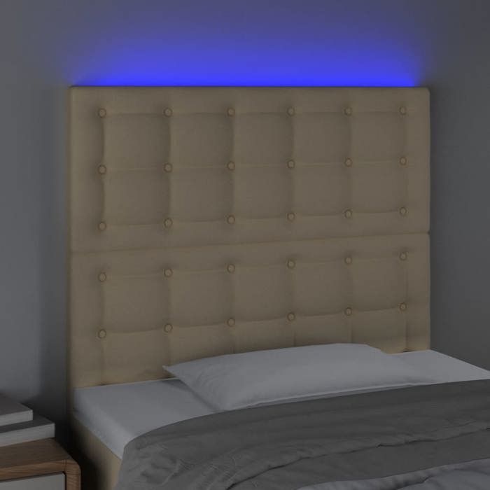 VidaXL Tête de Lit à LED Meuble de Chambre à Coucher Accessoire de Lit Simple Tête de Cadre de Lit Intérieur Crème 3122845