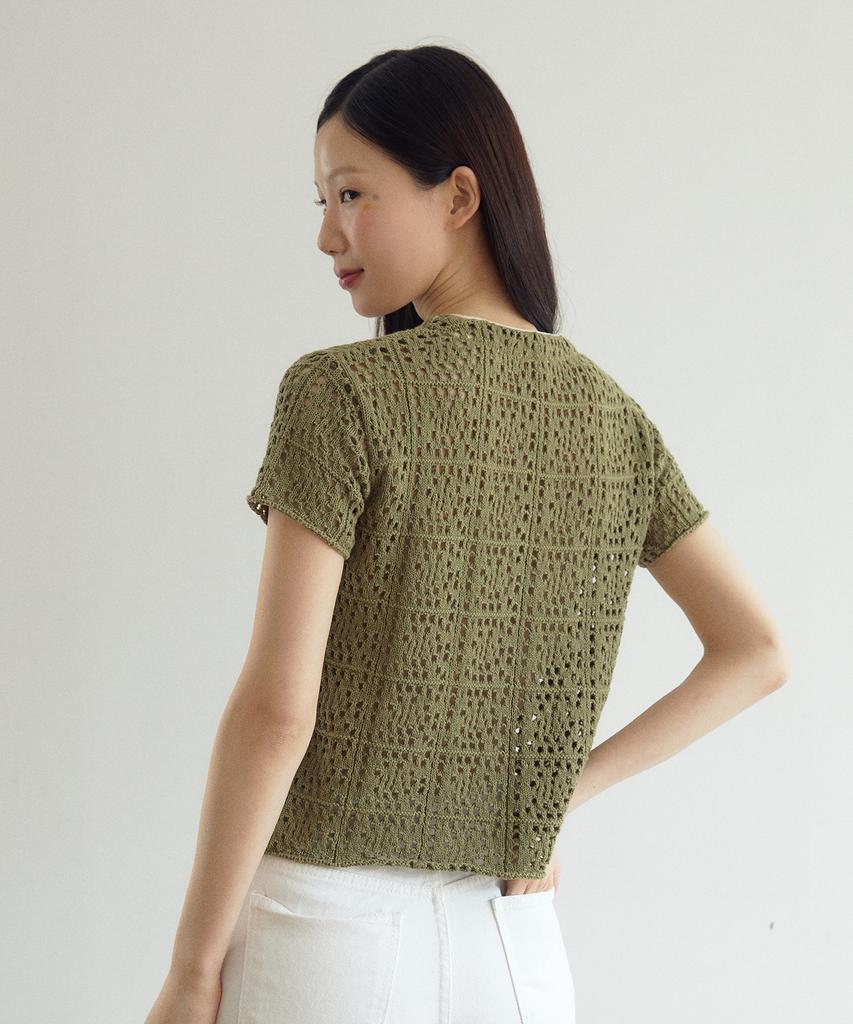 DOUBLE QUOTES Loewe Heart Crochet Knit (Khaki)