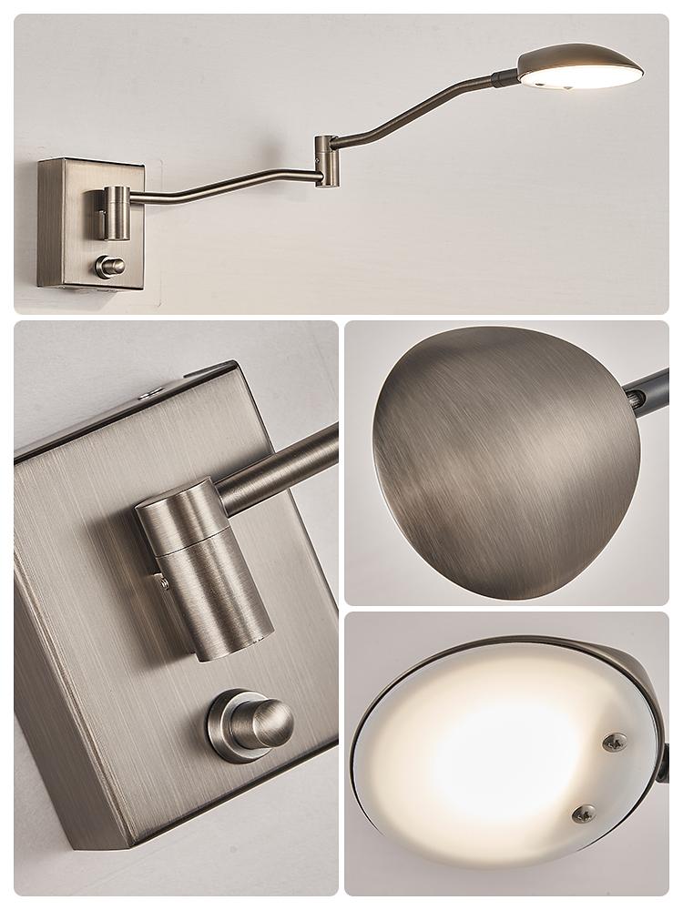 The wall lamp, bedroom bedside, Nordic living room, study, dimming, rocker arm, light strip switch can be rotated