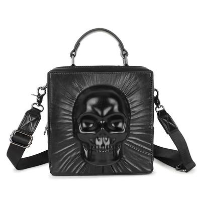 3D Skeleton Square Bag, Dark Shaped Handbag, Unisex Personalized Trendy Cross Shoulder Bag