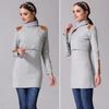 Warm High Neck Slim Fit Nursing Maternity Top with Integrated Bra for Autumn/Winter