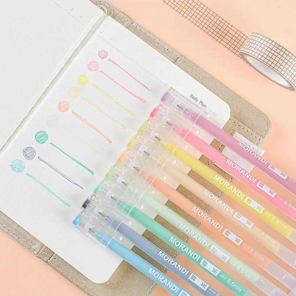 9pcs/box Morandi Color Gel Pens Set 0.5mm Handwriting Pen for DIY Scrapbook Students School Supplies Stationery Cute Pens