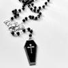 Dark Y2k Goth Bat Cross Beaded Necklace With Alloy Chain For Fashion Lovers