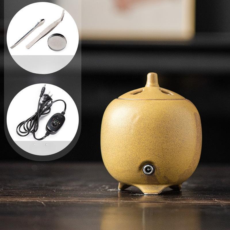 

Ceramic Incense Burner Timed Temperature Adjustment Creative Electronic Censer Home Indoor Essential Oils Incense Powder Tools