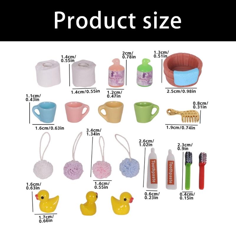 Doll House Bathroom Set Shower Scene Accessories 1/12 Scale Miniature Funiture Craft Project Arrangement Decoration