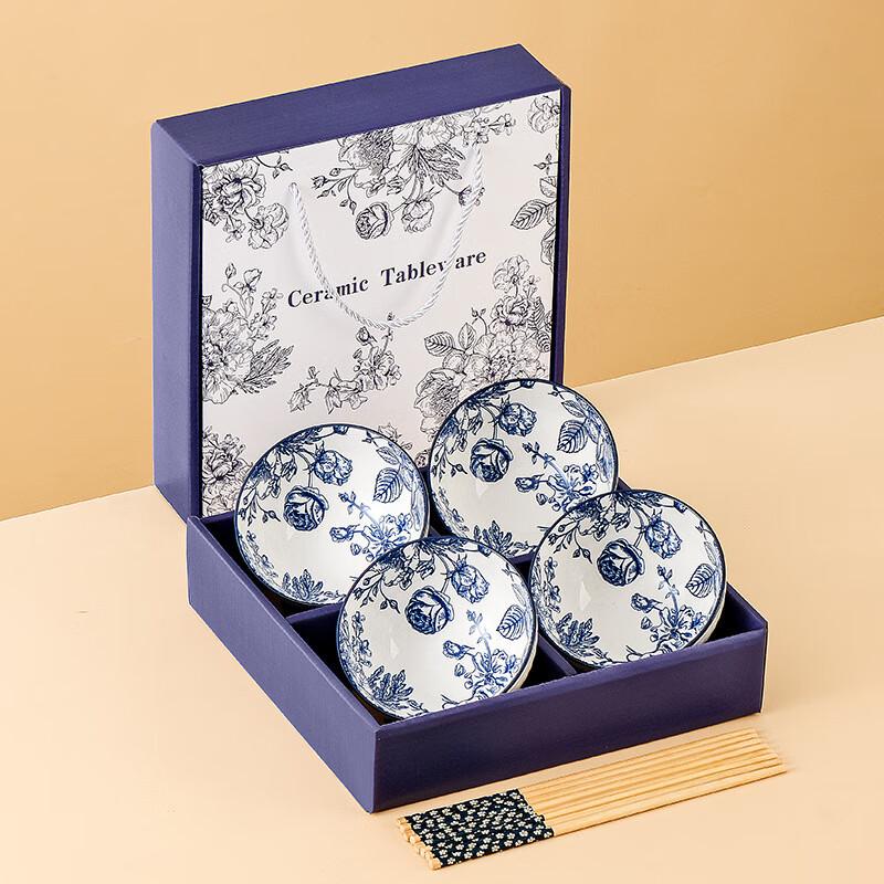 Китайский керамический столовый сервиз «Синяя роза»