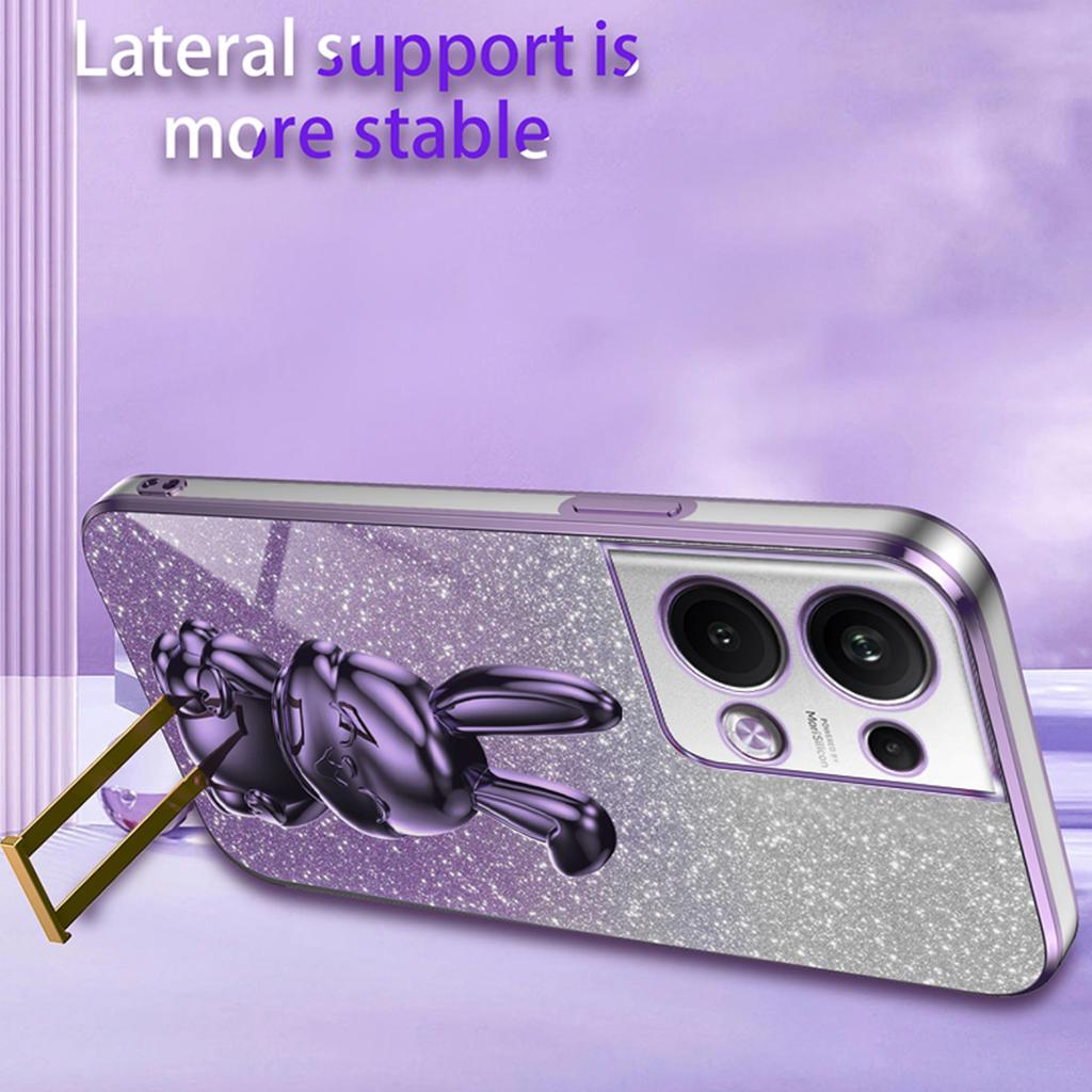 For Oppo Reno9 Pro+ 5G Electroplating Cellphone Case PC+TPU Cover with Support Kickstand
