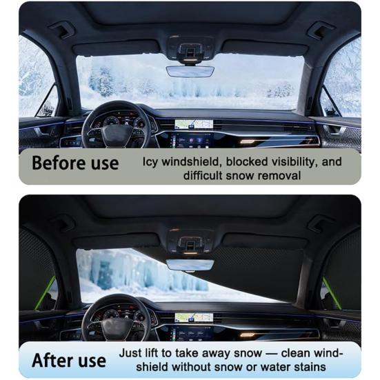 Magnetische Schneedecke für Autowindschutzscheibe 4-lagige Windschutzscheibenabdeckung Winter Schnee Eis Sonne Frostschutzabdeckung für die meisten Fahrzeuge SUV LKW