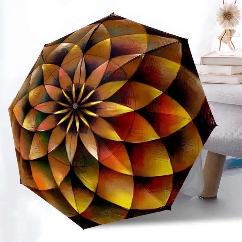

1pc Circular Mandala Pattern Automatic Umbrella - Automatic Opening And Closing, Sturdy Iron Frame, Portable Folding Design yy251018221