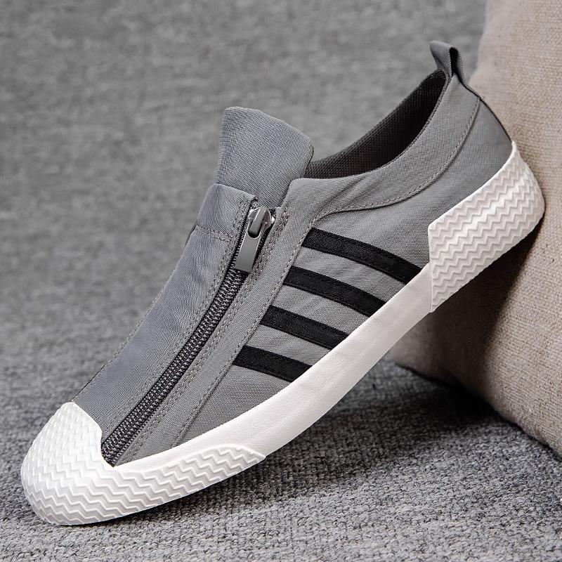 Spring new men's shoes trendy shoes low-top little white shoes zipper canvas shoes trendy versatile casual board shoes