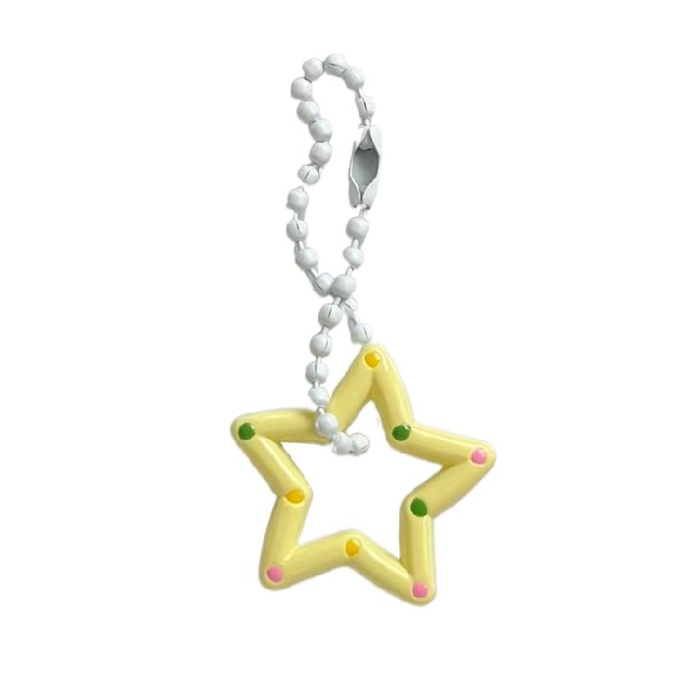Stylish Adorable Acrylic Star Dot Keychain Fun and Unique Hollow Star Charm жёлтый