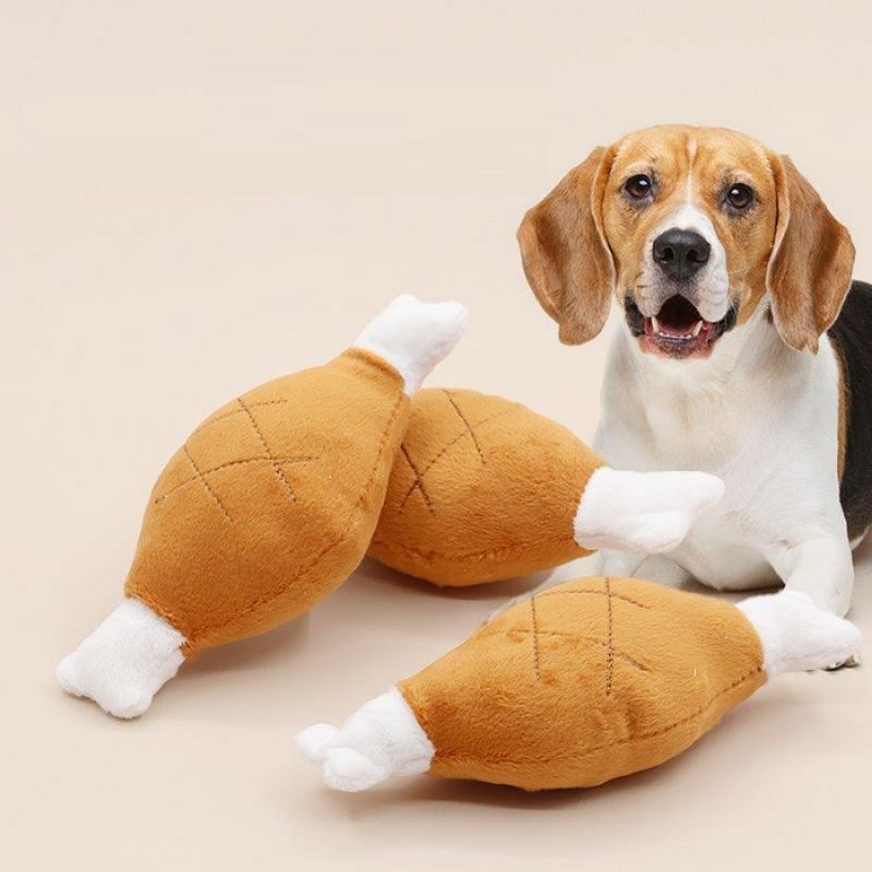 Bite Resistant Simulation Plush Squeaky Chicken Drumstick Dog Chew Toy 3pcs